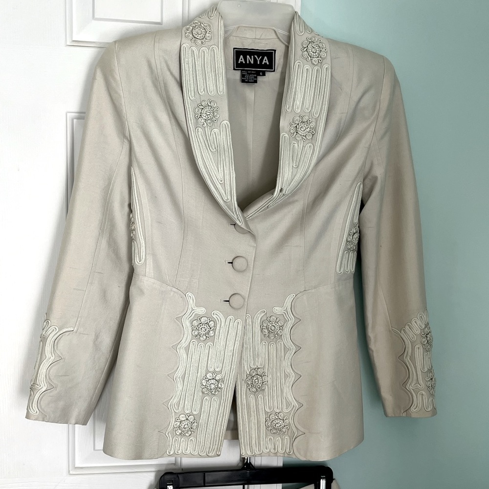 ANYA embroidered raw silk suit